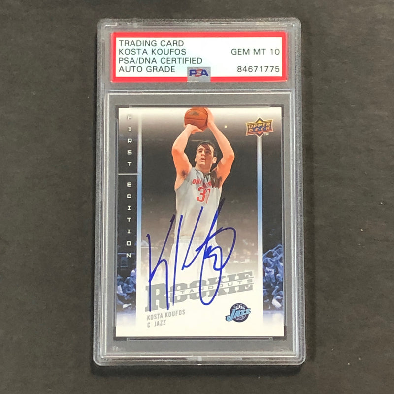 2008-09 Upper Deck First Edition Basketball #RS-KK Kosta Koufos signed Card Auto 10 PSA Slabbed Jazz