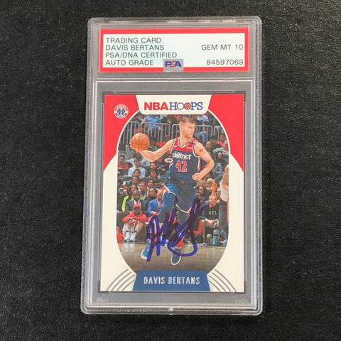 2020-21 NBA Hoops #124 Davis Bertans Signed Card AUTO 10 PSA/DNA Slabbed Wizards