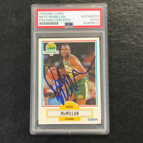 1990 Fleer Basketball #181 Nate McMillan Signed Card AUTO PSA Slabbed Sonics