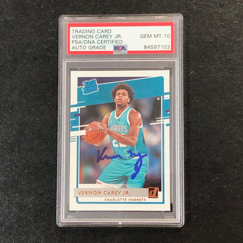 2020-21 Donruss Rated Rookie #241 Vernon Carey Jr. Signed Card AUTO 10 PSA/DNA Slabbed RC Hornets