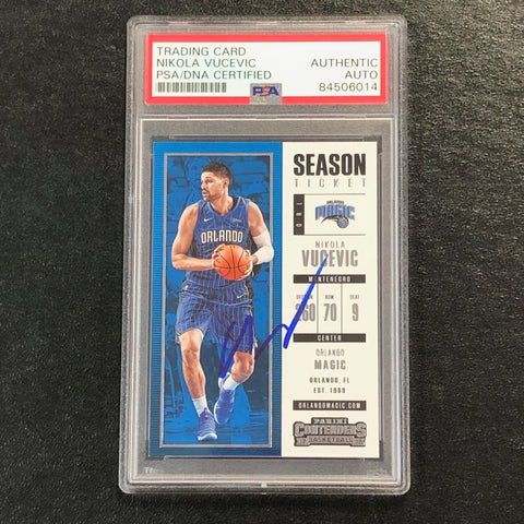 2017-18 Panini Contenders Season Ticket #32 Nikola Vucevic Signed Card AUTO PSA Slabbed Magic