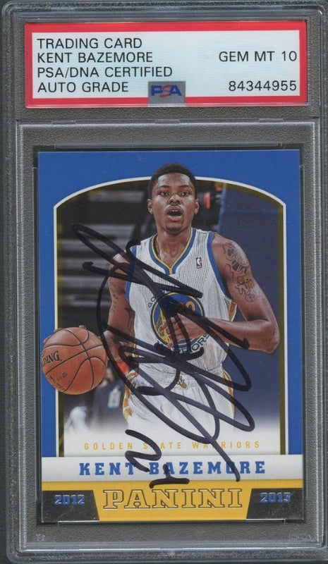 2012-13 Panini #256 KENT BAZEMORE Signed Card AUTO 10 PSA Slabbed Warriors