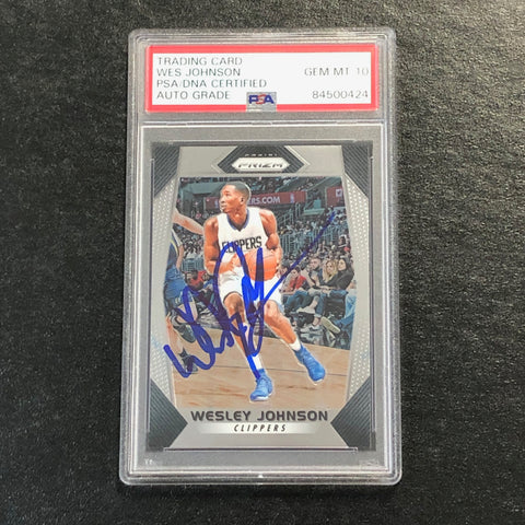 2017-18 Panini Prizm #213 Wesley Johnson Signed Card Auto 10 PSA/DNA Slabbed Clippers