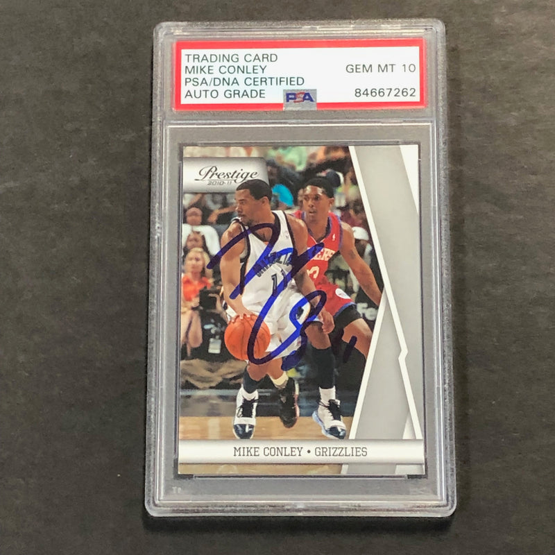 2010-11 Panini Prestige #54 Mike Conley signed Auto GRADE 10 Card PSA/DNA Slabbed Grizzlies