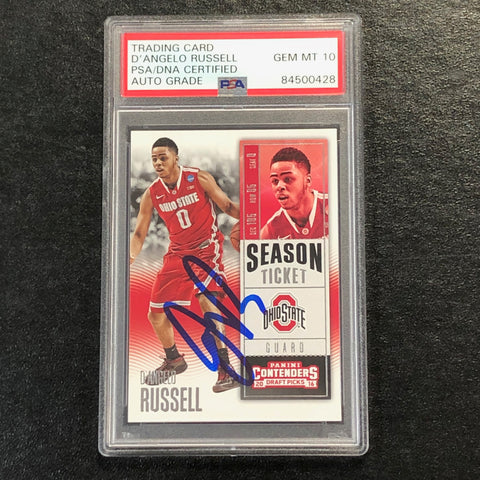 2016 Contenders Draft Picks Season Ticket #19 D'Angelo Russell Signed Card AUTO 10 PSA Slabbed Ohio State
