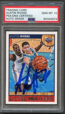 2013-14 NBA Hoops #158 Austin Rivers Signed Card AUTO 10 PSA Slabbed