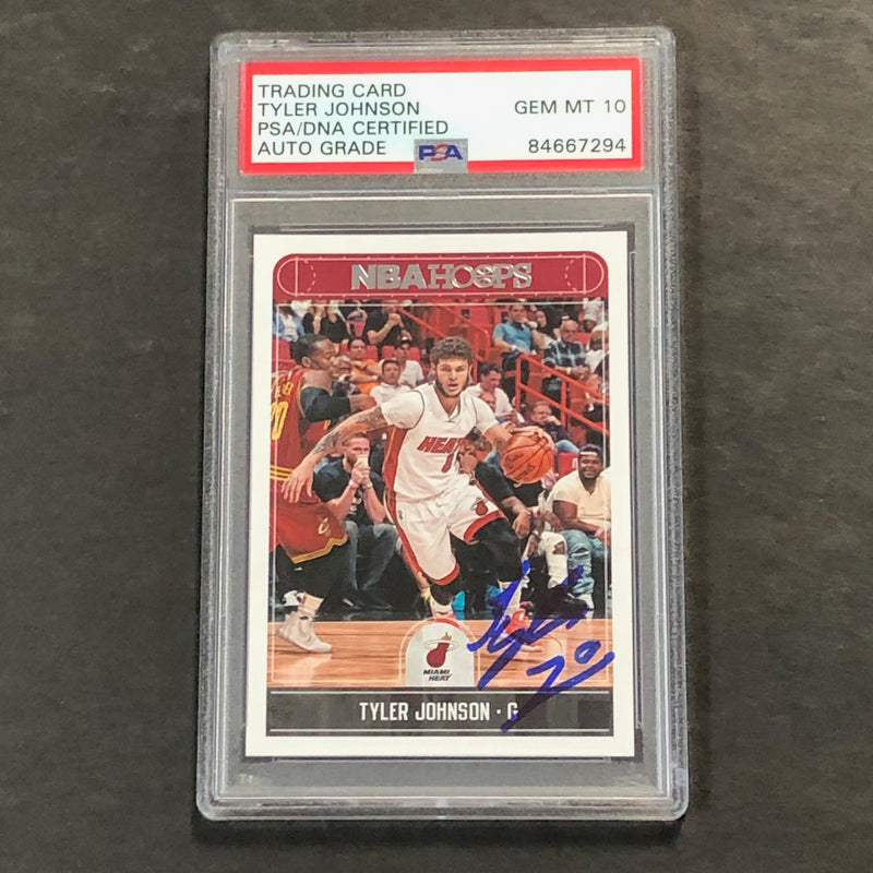2017-18 NBA Hoops #68 Tyler Johnson Signed Card AUTO 10 PSA Slabbed Heat