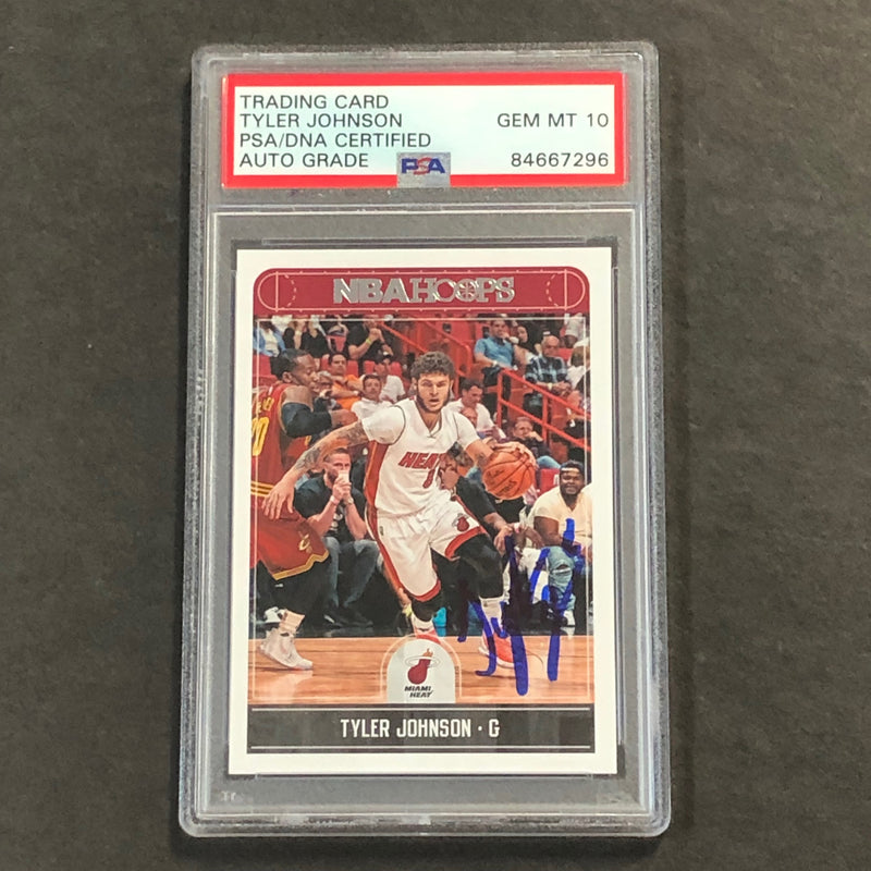 2017-18 NBA Hoops #68 Tyler Johnson Signed Card AUTO 10 PSA Slabbed Heat