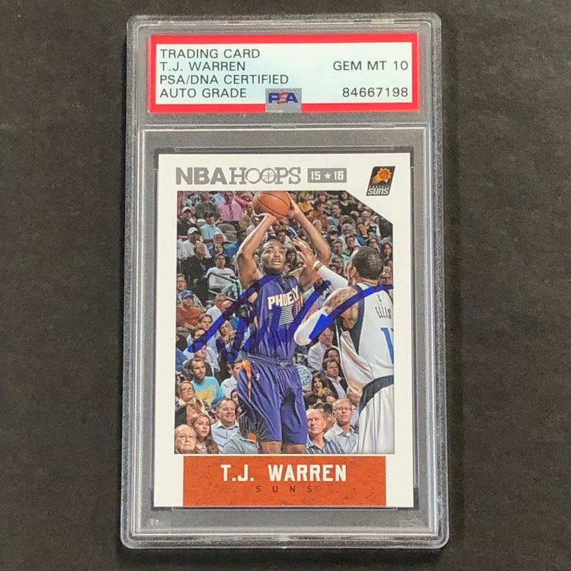 2015-16 NBA HOOPS #80 TJ WARREN Signed Card AUTO PSA Slabbed Suns