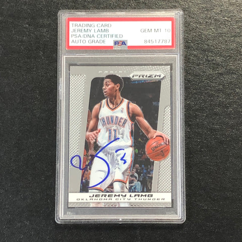 2013-14 Panini Prizm #189 Jeremy Lamb Signed Card AUTO 10 PSA Slabbed Thunder