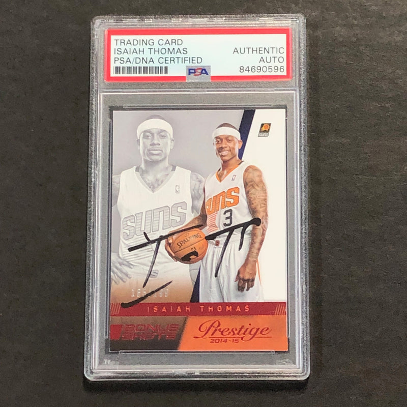 2014-15 Panini Prestige #140 Isaiah Thomas Signed Card AUTO PSA Slabbed Suns