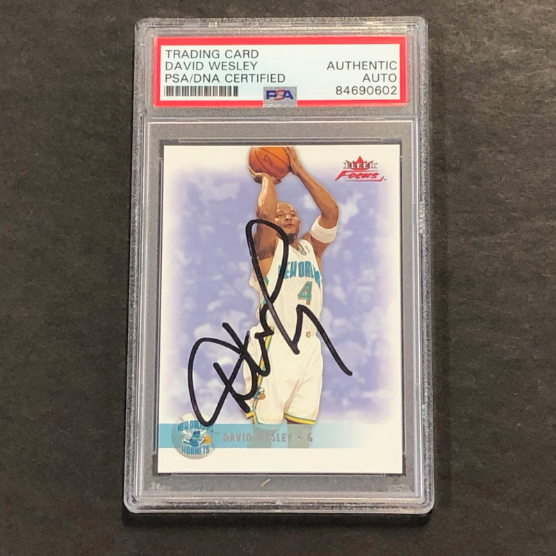2003-04 Fleer Basketball #116 David Wesley Signed Card AUTO PSA Slabbed Hornets