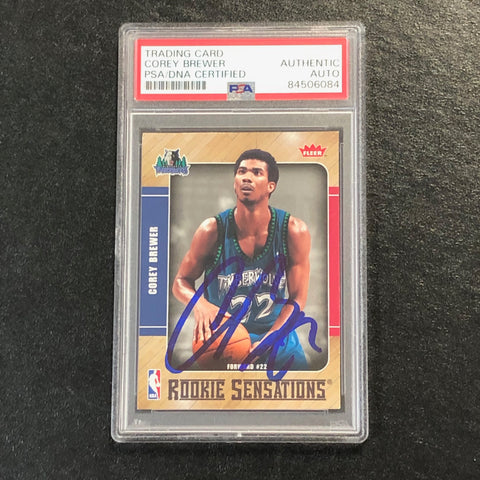 2007-08 Fleer Rookie Sensations #RS-7 Corey Brewer Signed Card AUTO PSA Slabbed RC Timberwolves