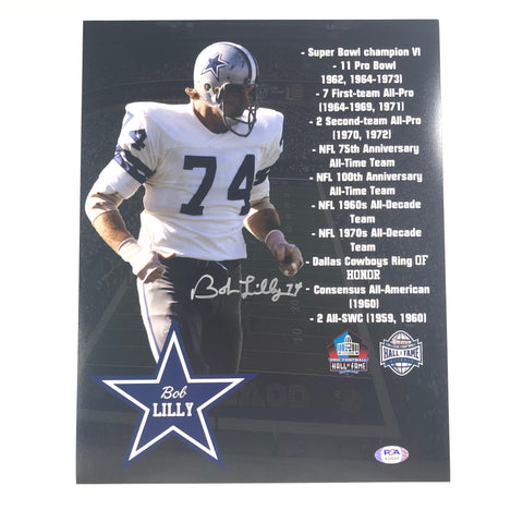 BOB LILLY signed 11x14 photo PSA/DNA Dallas Cowboys Autographed
