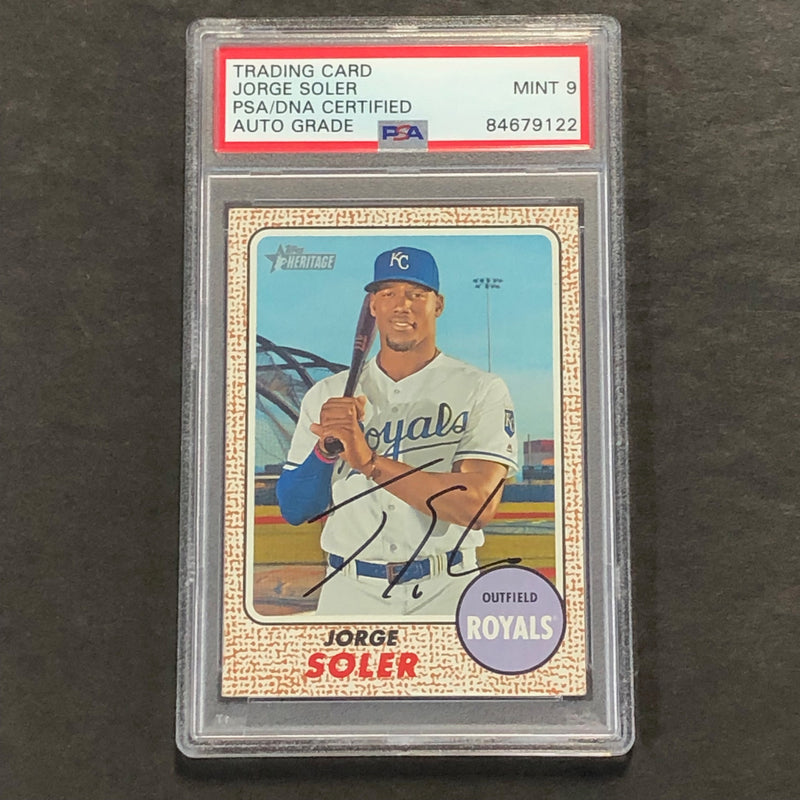 2017 Topps Heritage #28 Jorge Soler Signed Card PSA Slabbed Auto 9 Cubs