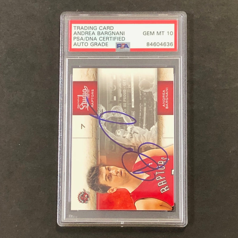 2009-10 Panini Studio #92 Andrea Bargnani Signed Card AUTO 10 PSA Slabbed Raptors