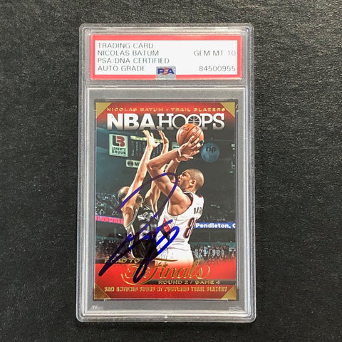 2014 NBA Hoops the Finals #59 Nicolas Batum Signed Card AUTO 10 PSA Slabbed Blazers