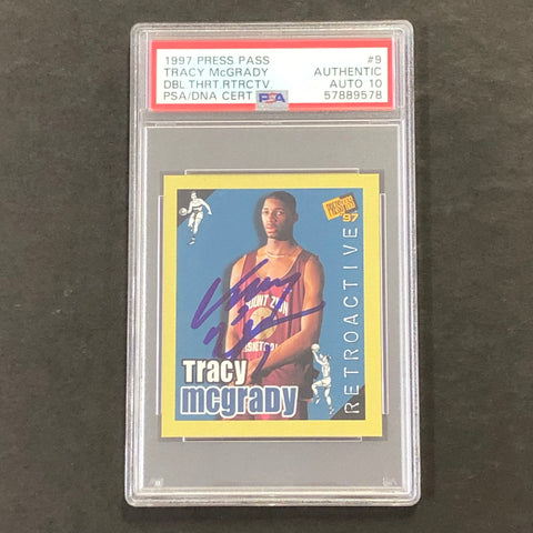 1997 Press Pass Retroactive #9 Tracy McGrady Signed Card AUTO 10 PSA/DNA Slabbed Raptors