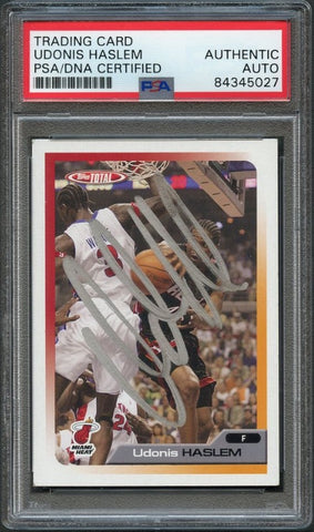 2005-06 Topps Total #35 Udonis Haslem Signed Card AUTO PSA Slabbed Heat