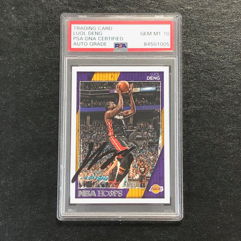 2016-17 NBA Hoops #47 Luol Deng Signed Card AUTO 10 PSA Slabbed Lakers