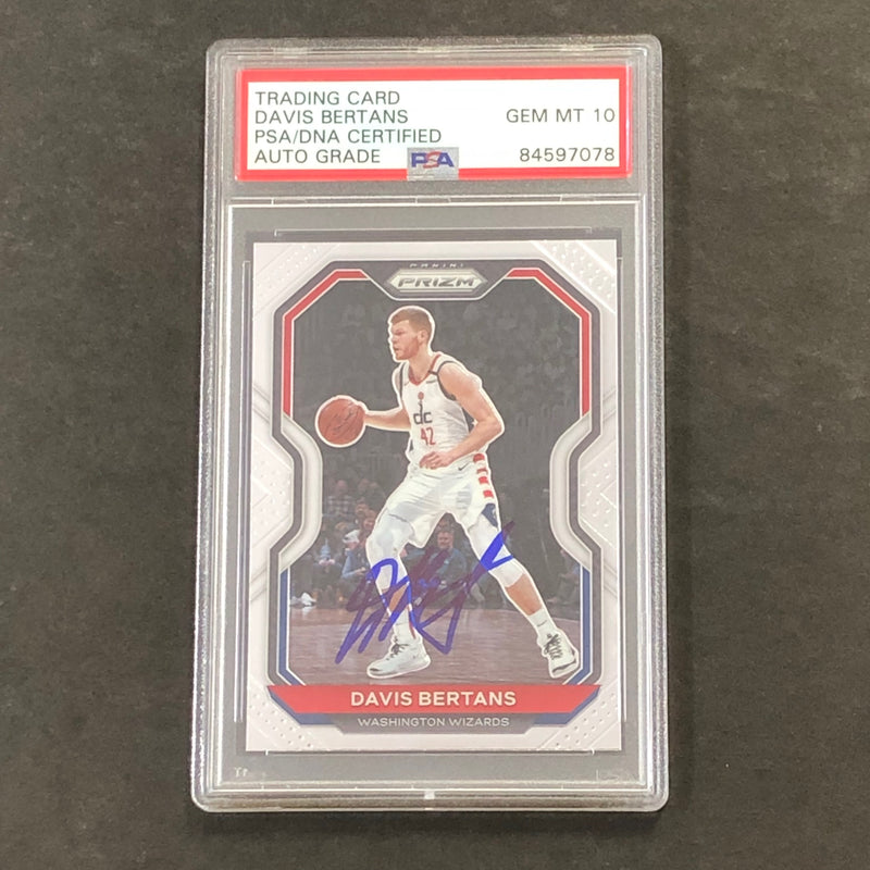 2020-21 Panini Prizm #98 Davis Bertans Signed Card AUTO 10 PSA/DNA Slabbed Wizards