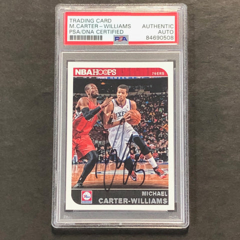 2014-15 NBA Hoops #74 Michael Carter-Williams Signed Card AUTO PSA Slabbed 76ers