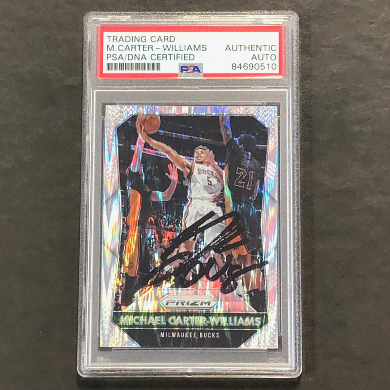2015-16 Panini Prizm #184 Michael Carter-Williams Signed Card AUTO PSA Slabbed Bucks