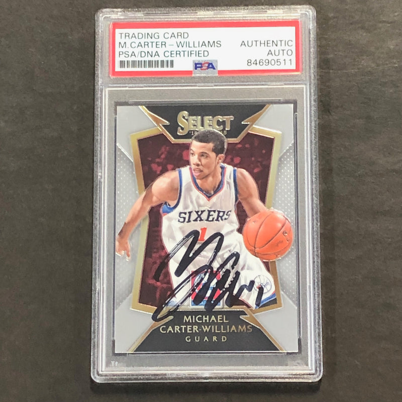 2014-15 Panini Select #48 Michael Carter-Williams Signed Card AUTO PSA Slabbed 76ers