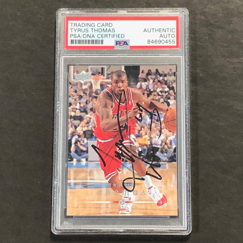 2008-09 Upper Deck Basketball #27 Tyrus Thomas Signed Card AUTO PSA Slabbed Bulls