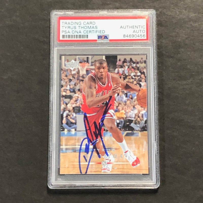 2008-09 Upper Deck Basketball #9 Tyrus Thomas Signed Card AUTO PSA Slabbed Bulls