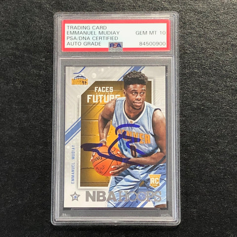 2015-16 NBA Hoops Faces of the Future #9 Emmanuel Mudiay Signed Rookie Card AUTO 10 PSA Slabbed RC Nuggets