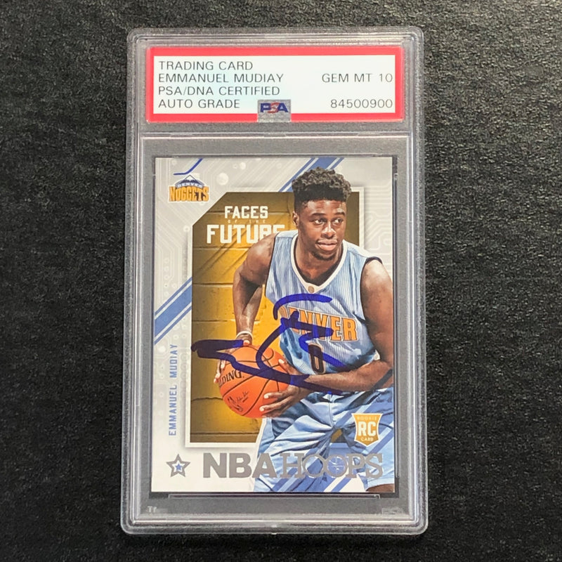 2015-16 NBA Hoops Faces of the Future #9 Emmanuel Mudiay Signed Rookie Card AUTO 10 PSA Slabbed RC Nuggets