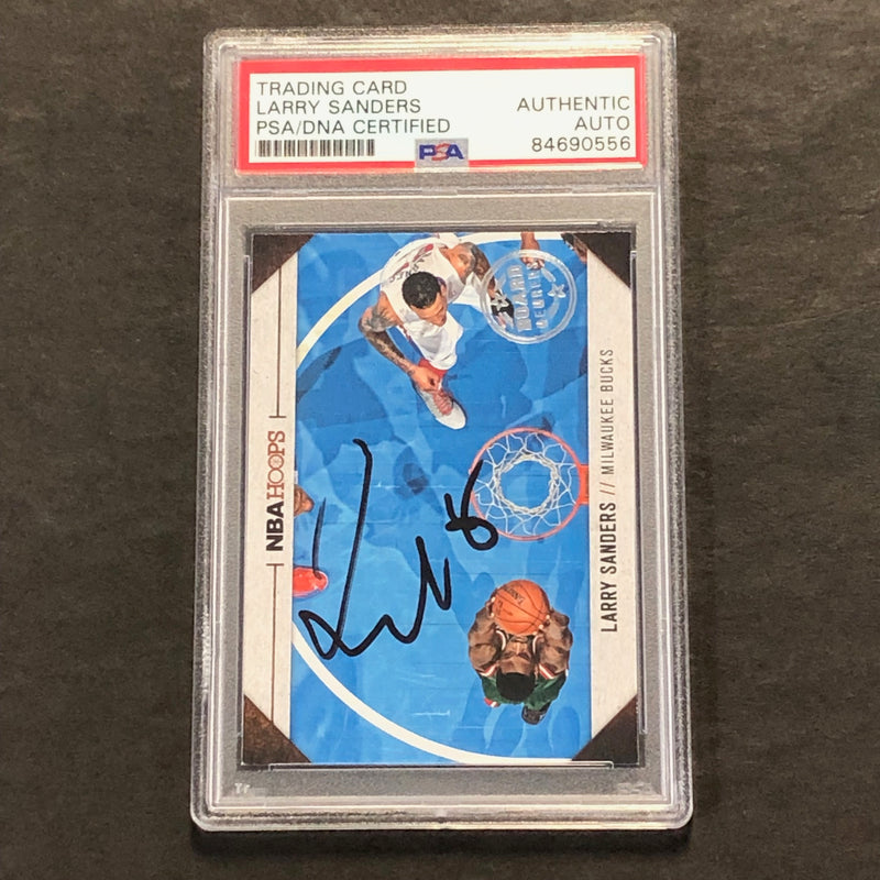 2013-14 Panini NBA Hoops #24 Larry Sanders Signed Card AUTO PSA/DNA Slabbed Bucks