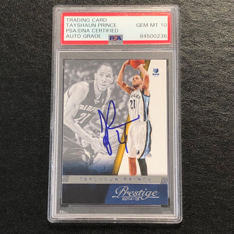 2014-15 Panini Prestige #121 Tayshaun Prince Signed Card AUTO 10 PSA Slabbed Grizzlies