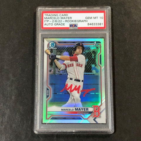 2021 Bowman Chrome Refractor 1st #BDC-174 Marcelo Mayer Signed Card PSA AUTO 10 RC