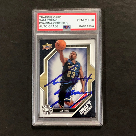 2009-10 Upper Deck Draft Edition #17 Sam Young Signed Card AUTO 10 PSA Slabbed RC Pittsburgh