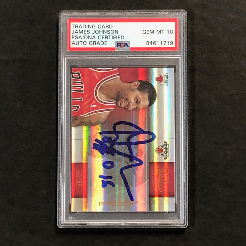2009-10 Panini Studio #14 James Johnson Signed Card AUTO 10 PSA/DNA Slabbed Bulls