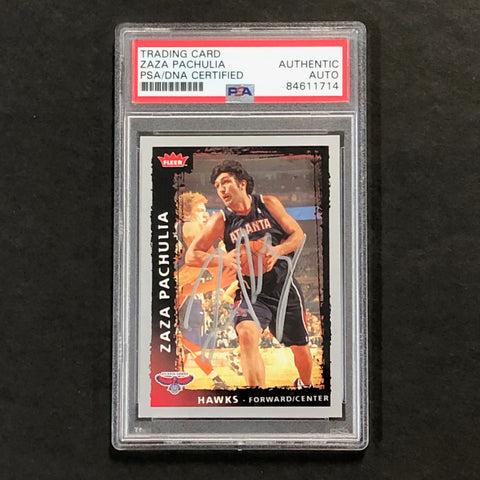 2008-09 Fleer #50 Zaza Pachulia Signed Card AUTO 10 PSA Slabbed Hawks