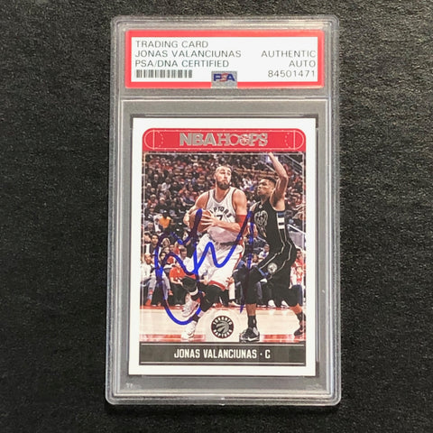 2017-18 NBA Hoops #177 Jonas Valanciunas Signed Card AUTO PSA Slabbed Toronto Raptors