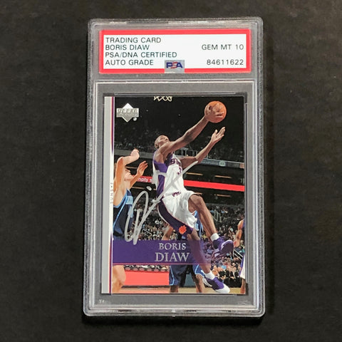 2007-08 Upper Deck Basketball #49 Boris Diaw Signed Card AUTO 10 PSA Slabbed Suns