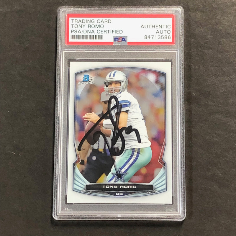 2013-2014 Bowman Chrome #36 Tony Romo Signed Card PSA Slabbed Cowboys