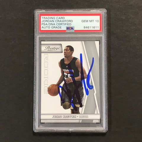 2010-11 Panini Prestige #177 Jordan Crawford Signed Card AUTO 10 PSA Slabbed Hawks