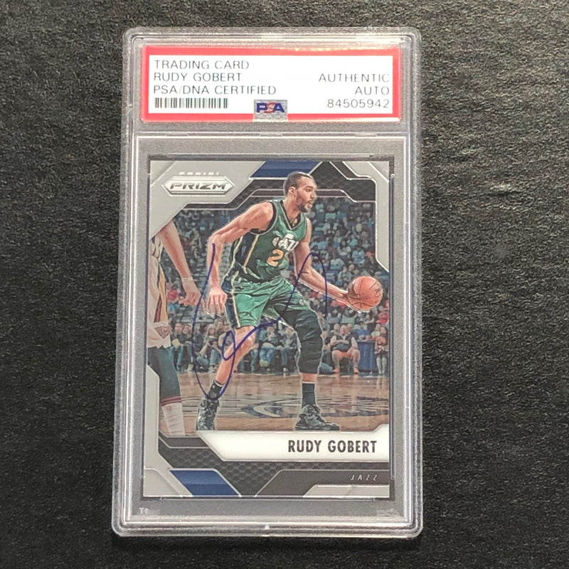 2016-17 PANINI PRIZM #102 Rudy Gobert Signed Card AUTO PSA Slabbed Jazz