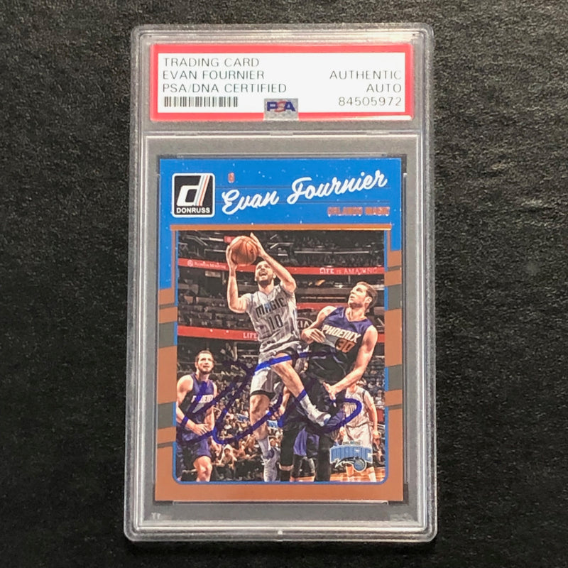 2016-17 Donruss #70 Evan Fournier Signed Card AUTO 10 PSA Slabbed Magic