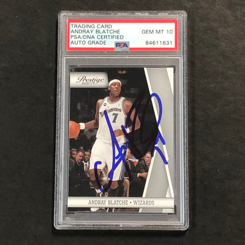 2010-11 Panini Prestige #118 Andray Blatche Signed Card AUTO 10 PSA Slabbed Wizards
