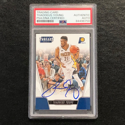 2016-17 Panini Threads #44 Thaddeus Young Signed Card AUTO PSA Slabbed Pacers