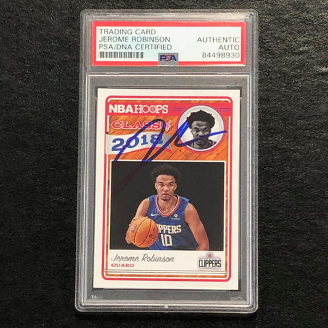 2018-19 NBA Hoops Class of 2018 #13 JEROME ROBINSON Signed Card AUTO PSA Slabbed Clippers