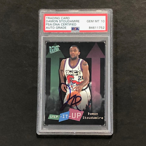 1996-97 Fleer Ultra STEP-IT-UP #287 Damon Stoudamire Signed Card AUTO 10 PSA Slabbed Raptors