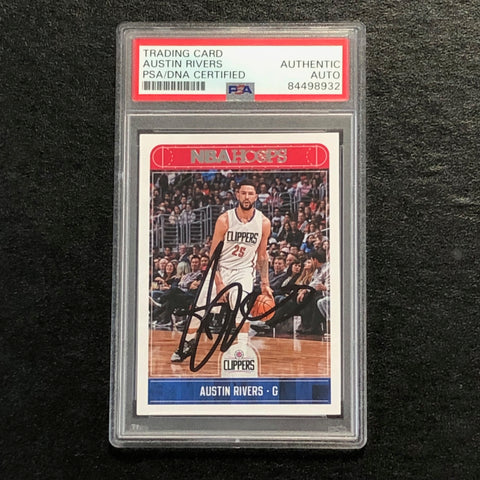 2017-18 NBA Hoops #43 Austin Rivers Signed Card AUTO PSA Slabbed Clippers