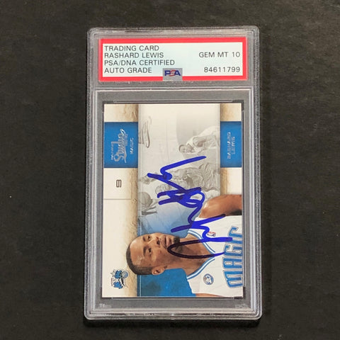 2009-10 Panini Studio #61 Rashard Lewis Signed Card AUTO 10 PSA/DNA Slabbed Magic